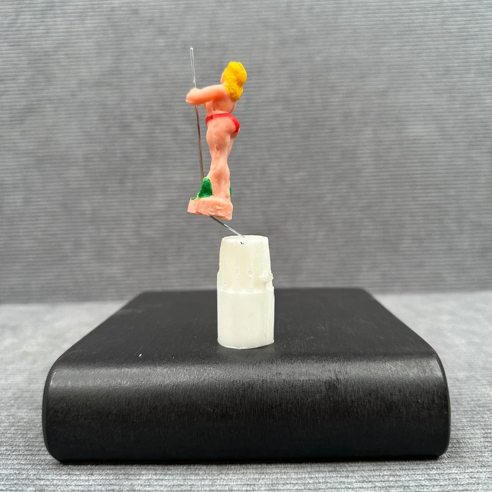 Vintage Novelty Dancer Cake Topper Miniature Figurine Red Bikini Blonde 1.5 Inch